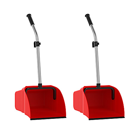 Gritt Commercial Jumbo Dust Pan, 33” x 14”, Red, Pack Of 2 Pans