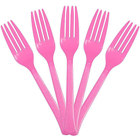 JAM PAPER Premium Utensils Party Pack, Plastic Forks, Fuchsia Pink, 48 Disposable Forks/Pack 