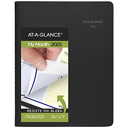 2025 AT-A-GLANCE® QuickNotes Monthly Planner, 8-1/4" x 11, Black, January To December