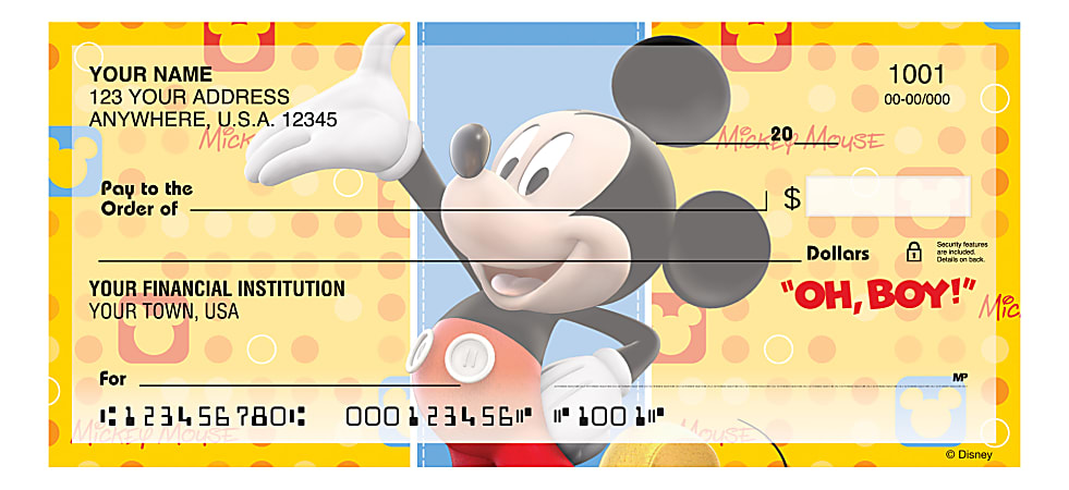 Custom Personal Wallet Checks, 6" x 2-3/4", Singles, Mickey Fun-Tastic, Box Of 150 Checks