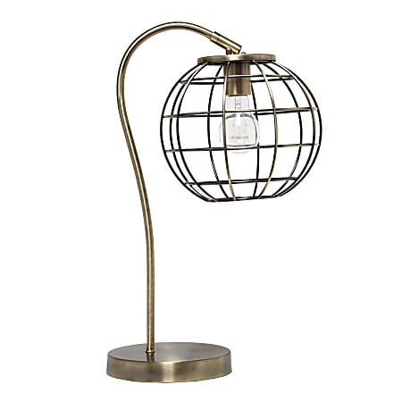 Lalia Home Arched Metal Cage Table Lamp, 20"H, Antique Brass