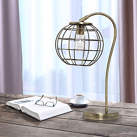 Lalia Home Arched Cage Table Lamp Brass, Metal Cage Desk Lamp