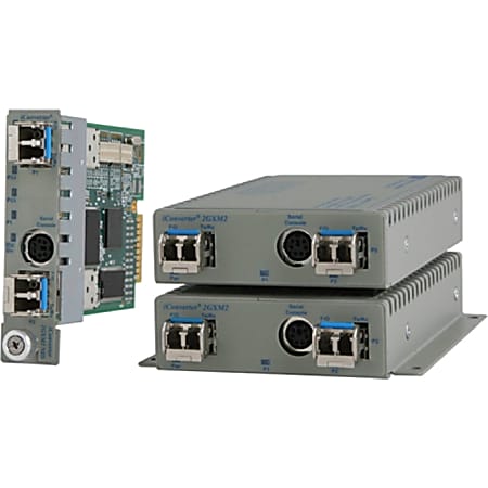 Omnitron Systems iConverter 2GXM 1000BASE-X SFP to 1000BASE-X SFP Media Converter - Management Port - Single-mode, Multi-mode - 1000Base-X - 2.49 Mile - 2 x Expansion Slots - 2 x SFP Slots - Internal