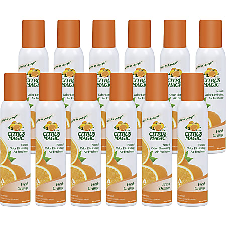 Citrus Magic Fresh Orange Scent Air Spray - Spray - 6 fl oz (0.2 quart) - Fresh Orange - 12 / Carton - Odor Neutralizer, Long Lasting