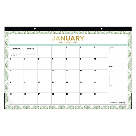 2026 Blue Sky Day Designer Monthly Desk Pad Planning Calendar, 17" x 11", Kerridge Green, January To December, 155649
