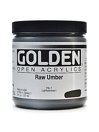 Golden OPEN Acrylic Paint, 8 Oz Jar, Raw Umber