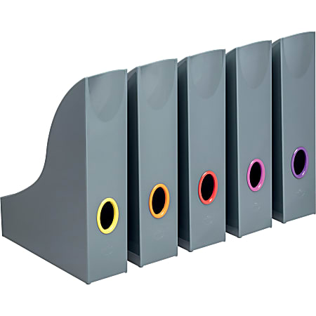 DURABLE VARICOLOR Magazine Rack Set, Gray/Multicolor - 5 pack - Gray, Multicolor - 5 / Carton