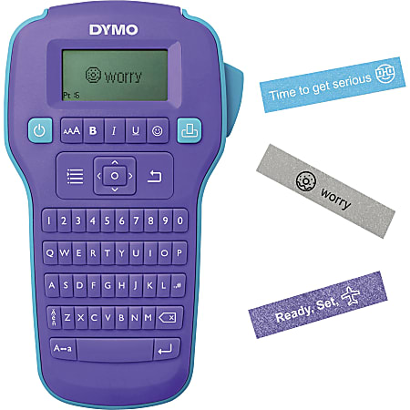 Dymo ColorPop Printer ComboPack - Thermal Transfer - 20 Text Style - Label - Battery, AC Supply - 6 Batteries Supported - AAA - Purple
