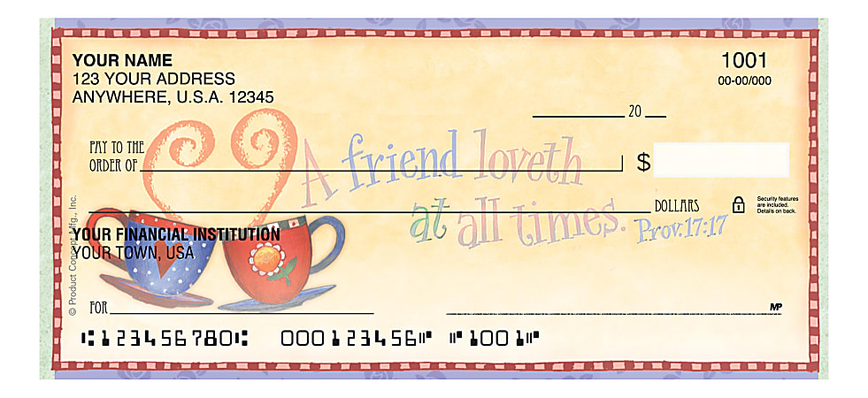 Custom Personal Wallet Checks, 6" x 2-3/4", Singles, Simple Blessings, Box Of 150 Checks, © Product Concepts Mfg., Inc.