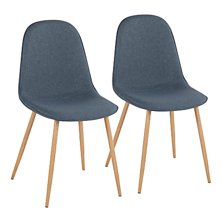 LumiSource Pebble Dining Chairs, Blue/Natural, Set Of 2 Chairs