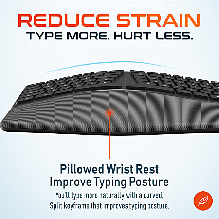 Delton KB250 Ergonomic Wired Keyboard Black - Office Depot