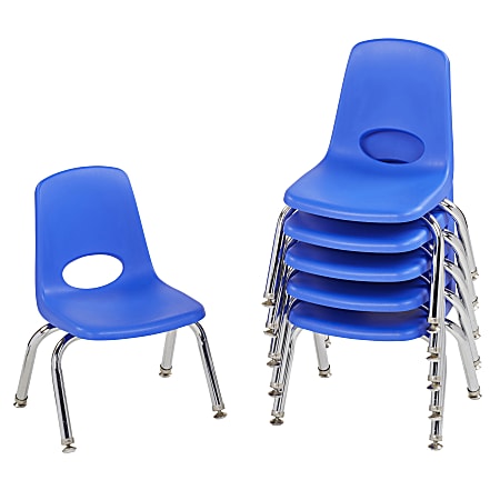 Factory Direct Partners 10" Stacking Chairs With Swivel Glides, Blue, Pack Of 6 Chairs