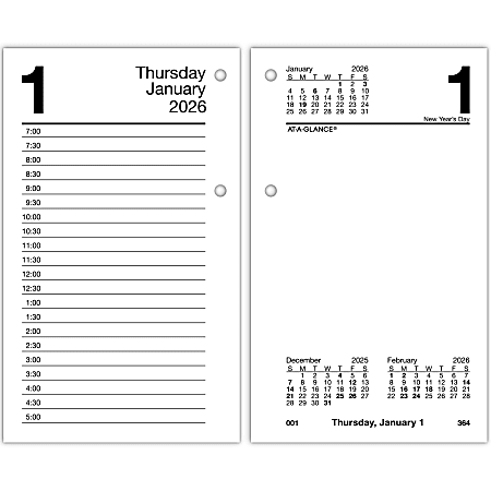 AT-A-GLANCE® 2026 Recycled Daily Loose-Leaf Desk Calendar Refill, Standard, 3 1/2" x 6"