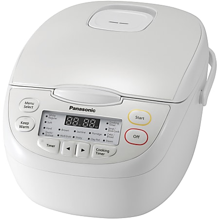 Panasonic 10-Cup Rice Cooker/Steamer with Glass Lid in Silver 