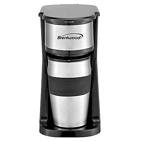 Brentwood Portable Single Serve Coffee Maker With 14 Oz Travel Mug, Black