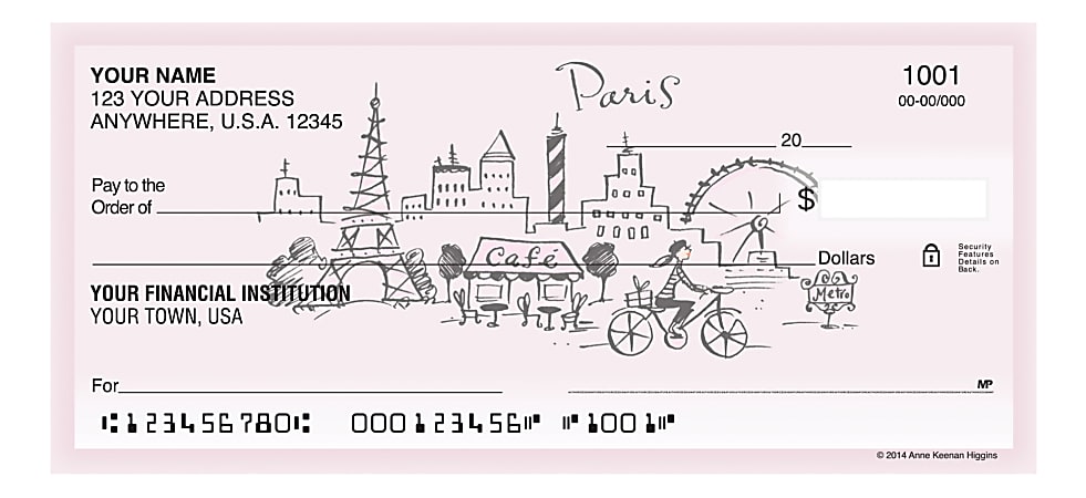 Custom Personal Wallet Checks, 6" x 2-3/4", Singles, City Chic, Box Of 120 Checks
