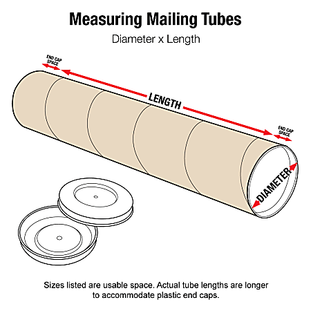 Premium Kraft Mailing Shipping Tubes with Plastic End Caps 3 x 12