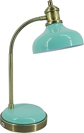 Adesso® Simple Teal Desk Lamp, 19-1/4"H, Teal/Antique Brass