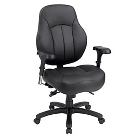 WorkPro® 7000 Series Custom Fit High-Back Bonded Leather Chair, 45"H x 27 13/16"W x 26 3/8"D, Black/Black