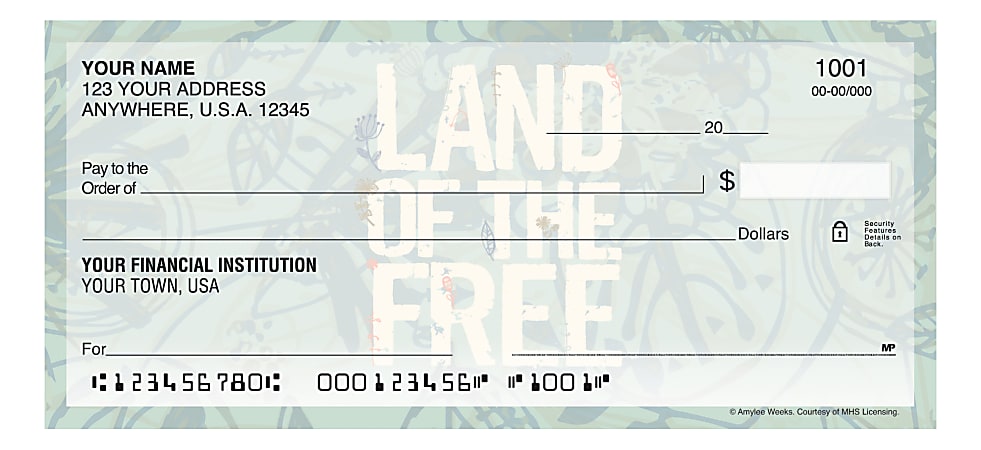 Custom Personal Wallet Checks, 6" x 2-3/4", Duplicates, Let Freedom Ring, Box Of 120 Checks