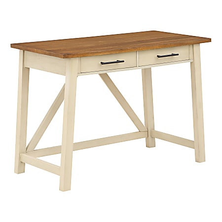 Office Star™ Milford 42"W Rustic Writing Desk, Antique White