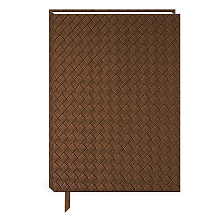 Punch Studio Woven Vegan Leather Journal, 6&rdquo; x 8-1/2&rdquo;, Unruled, 192 Pages, Brown Weave