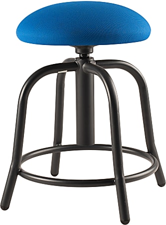 National Public Seating® 18", 25"H Adjustable Designer Stool, 3" Padded Cobalt Blue Fabric Seat, Black Frame