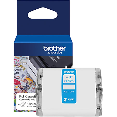 Brother Genuine CZ-1005 continuous ~ 2 (1.97") 50 mm wide x 16.4 ft. (5 m) long label roll featuring ZINK® Zero Ink technology - CZ1005