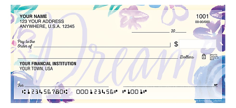 Custom Personal Wallet Checks, 6" x 2-3/4", Duplicates, Happiness, Box Of 120 Checks, © Bonnie Marcus Collection