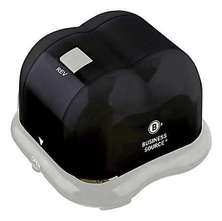 Business Source 2-Hole Electric Hole Punch, 4"H x 5-1/2"W x 5-1/4"D, Black/Gray