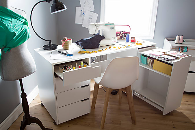 South shore crea sewing hot sale craft table on wheels