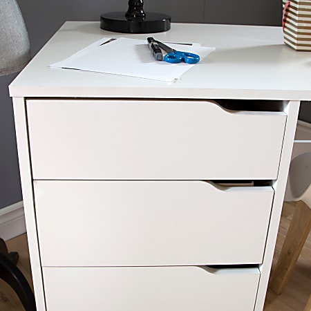 South Shore Crea Sewing Craft Table on Wheels Pure White Office