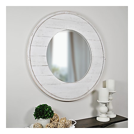 FirsTime & Co.® Ellison Shiplap Circular Mirror, 27", Aged White