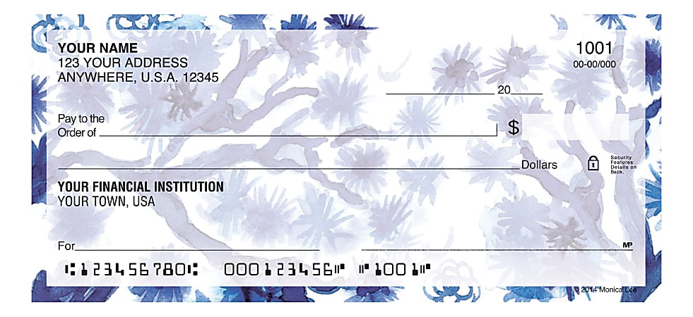 Custom Personal Wallet Checks, 6" x 2-3/4", Duplicates, Blue China, Box Of 150 Checks