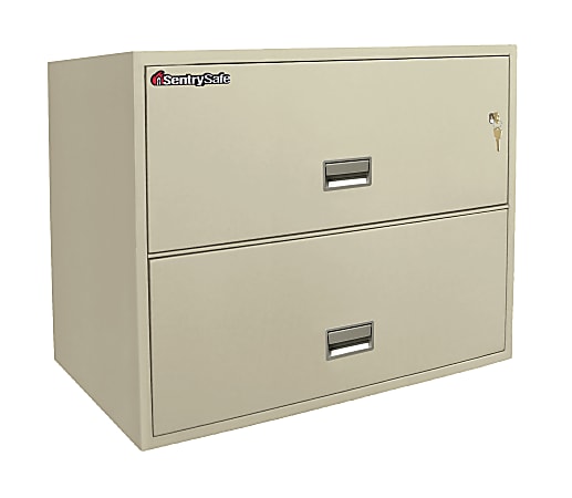 Sentry®Safe 2-Drawer Lateral Fire File With Key-Lock Drawers, 27 9/16"H x 35 3/4"W x 20 1/2"D, Putty