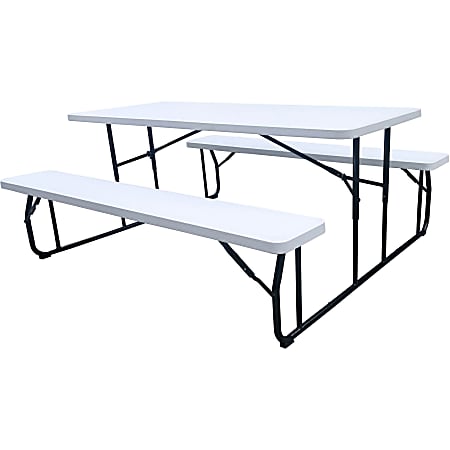 Iceberg Folding Picnic Table, 17.5"H x 72"W x 12"D Bench, 29"H x 72"W x 29"D Table Top