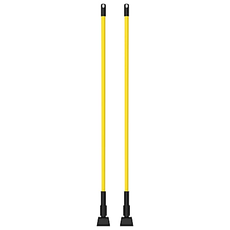 Gritt Commercial Jaw Style Metal Wet Mop Handle, 60”, Yellow, Pack Of 2 Handles