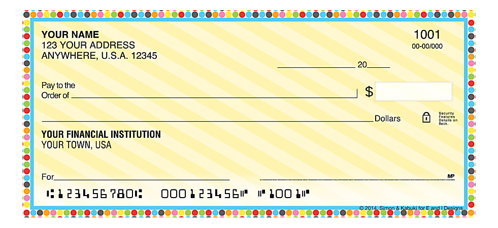 Custom Personal Wallet Checks, 6" x 2-3/4", Duplicates, Bright Pop, Box Of 150 Checks