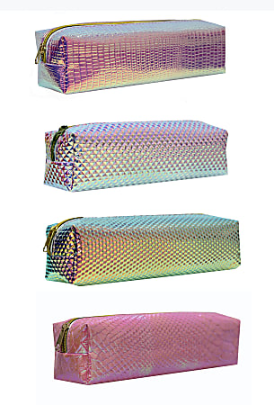 Inkology Metallic Trunk Pencil Pouches, Assorted Colors, Pack Of 8 Pouches
