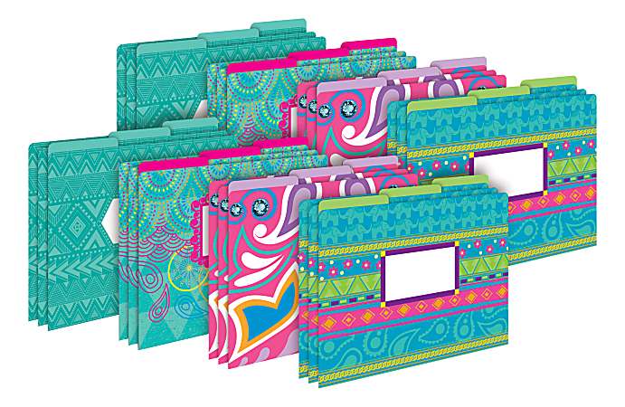 Barker Creek Tab File Folders, Letter Size, Bohemian, Pack Of 24 Folders