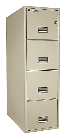 Sentry®Safe FIRE-SAFE® 4-Drawer Vertical File Cabinet, 53 5/8"H x 16 5/8"W x 31"D, Putty