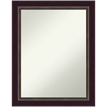 Amanti Art Signore Bronze Non-Beveled Rectangle Wood Framed Bathroom Wall Mirror, 28-1/4" x 22-1/4"
