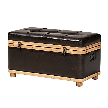 Baxton Studio Gendry Storage Ottoman, Dark Brown/Oak Brown