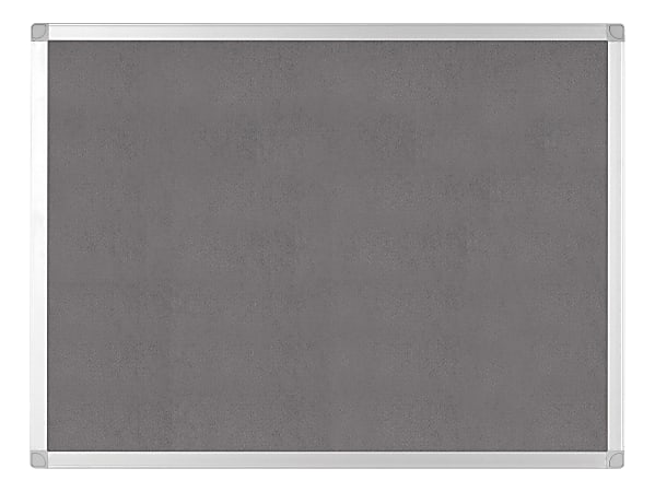 Bi silque Ayda Bulletin Board, 36" x 24", Aluminum Frame With Silver Finish