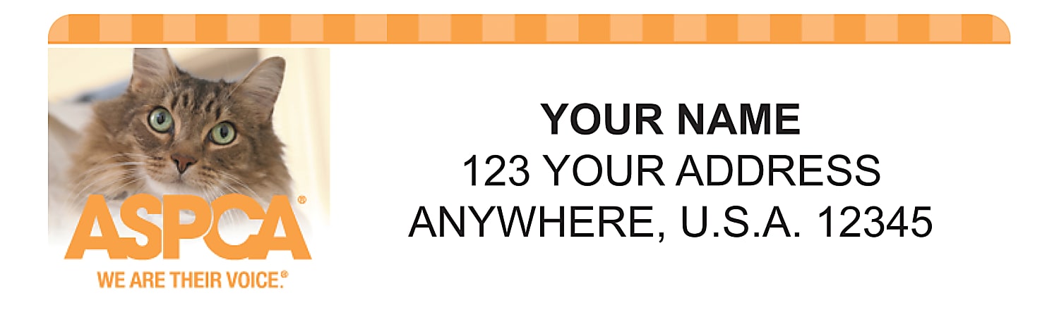 Custom Address Labels, 2-1/2" x 3/4", ASPCA Cats, Pack Of 144 Labels