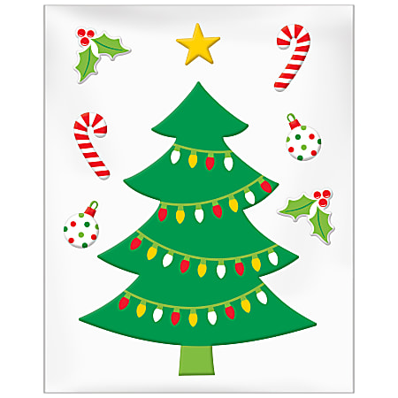 Amscan 220221 Christmas Tree Large Gel Clings, 9-1/4" x 11-1/2", Multicolor, Pack Of 3 Clings