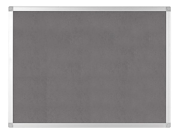 Bi silque Ayda Bulletin Board, 48" x 36", Aluminum Frame With Silver Finish