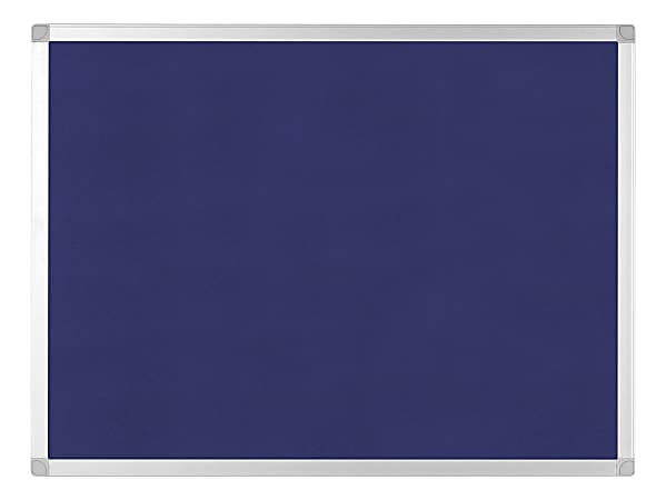 Bi silque Ayda Bulletin Board, 36" x 48", Aluminum Frame With Blue/Silver Finish