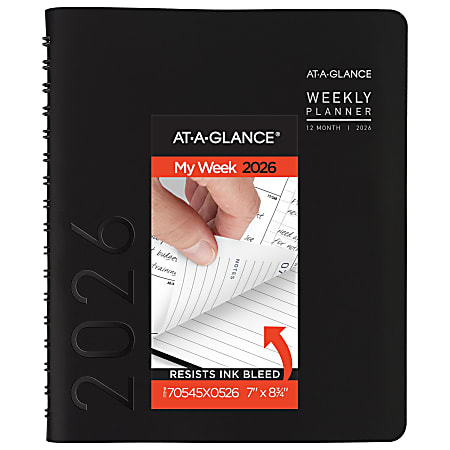 AT-A-GLANCE® Contemporary 2026 Weekly Monthly Planner, Black, Medium, 7" x 8 3/4"