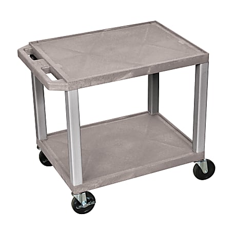 H. Wilson 26" Plastic Utility Cart, 26"H x 24"W x 18"D, Gray/Nickel